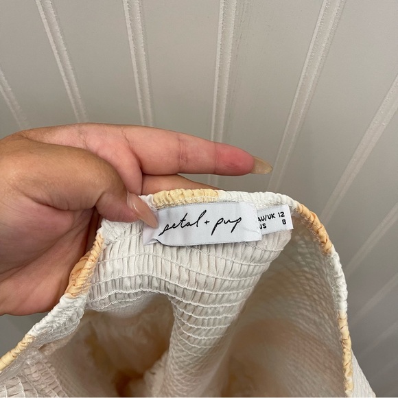 Petal & Pup Kelsie One Shoulder Mini Dress in Yellow Cabana Stripes Sz 8 - Picture 4 of 11